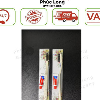 100 bàn chải lúa mạch kèm kem bao bì túi hoa Quân Phúc dùng cho nhà nghỉ, khách sạn