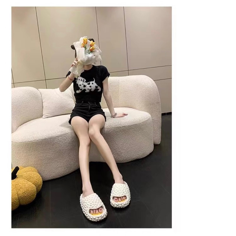 Dép sầu riêng quai ngang đúc liền khối Dép hình trái sầu riêng