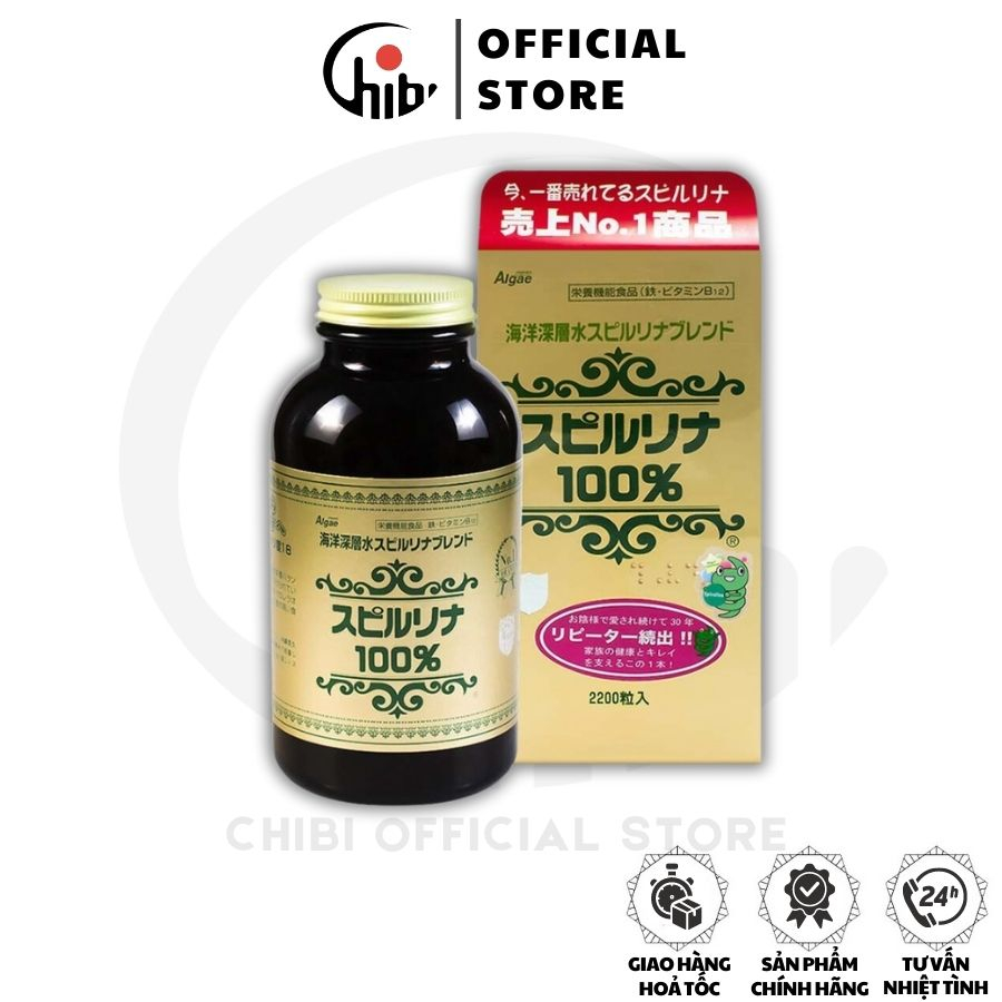 Tảo xoắn tem đỏ Deep Ocean Japan Algae Water Spirulina Nhật Bản - Hộp 2200 viên