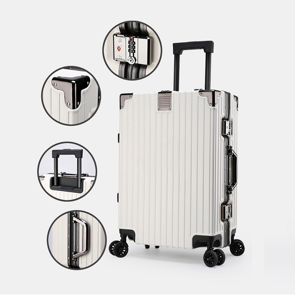 Vali khung nhôm khóa sập nội địa trung, size 20 24 29 inch