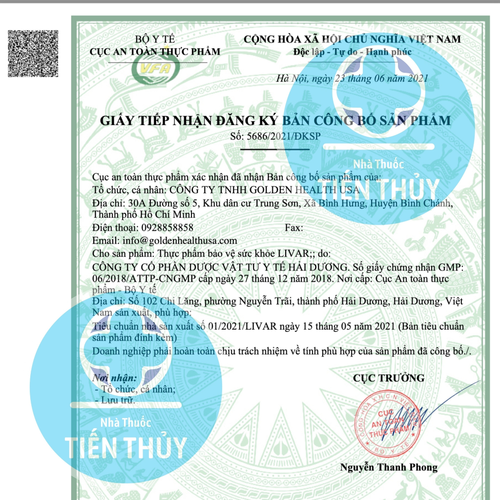 LIVAR GOLD Giúp Giải Độc Gan, Hạ Men Gan, Tăng Cường Chức Năng Gan.-