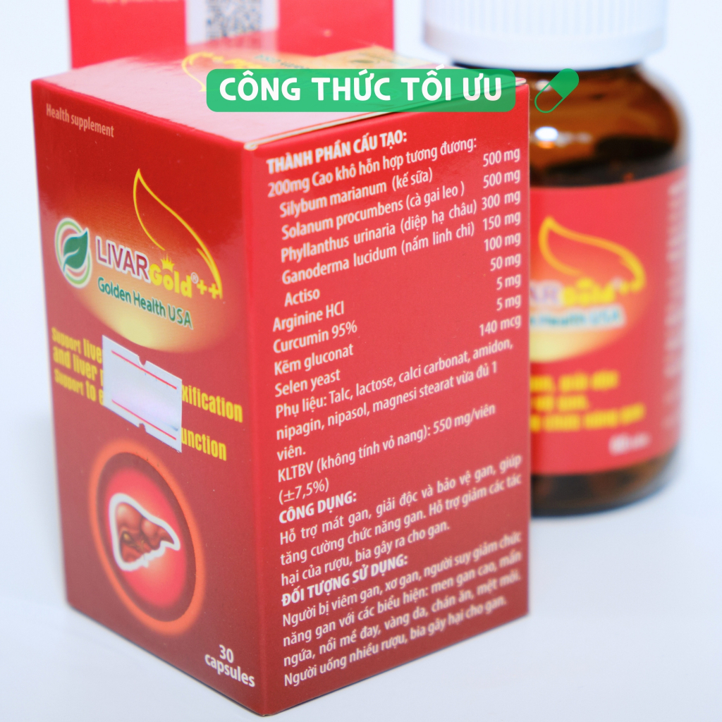 LIVAR GOLD Giúp Giải Độc Gan, Hạ Men Gan, Tăng Cường Chức Năng Gan.-