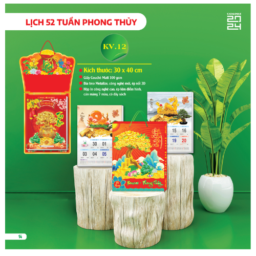 Lịch treo tường 52 Tuần Phong Thủy BonSai Có Hộp 2024