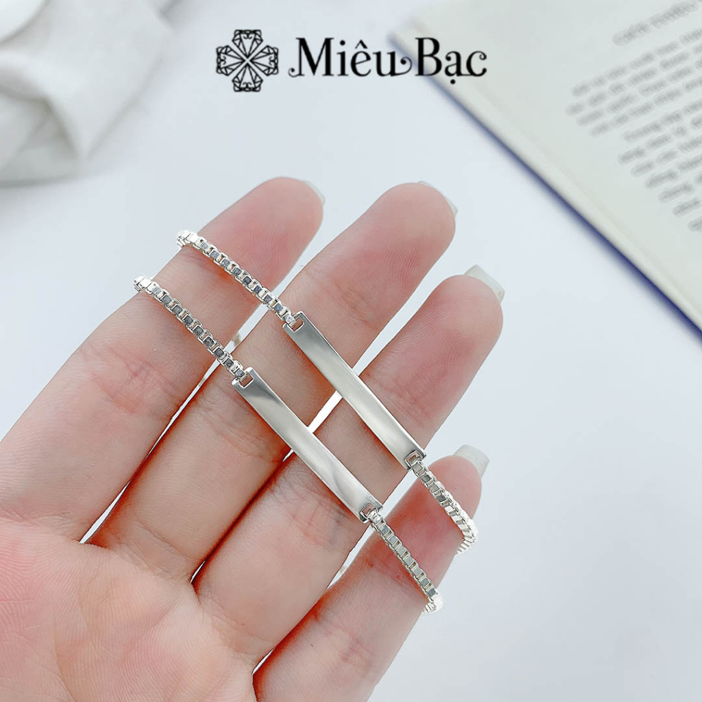 Lắc tay đôi nam nữ MIÊU BẠC vòng tay couple khắc tên xích vuông chất liệu s925 phụ kiện thời trang MT34