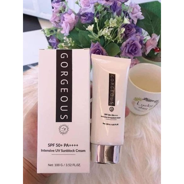 Bộ Kem Chống Nắng Gorgeous Múi Xù 150g Trắng Da, Nâng Tone, Chống Nước Lâu Trôi Spf 50+++