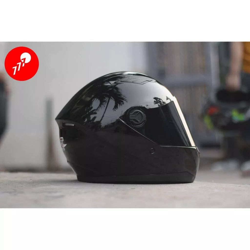 Mũ Fullface đen bóng, tặng sừng và đuôi gió, bảo hành 12 tháng