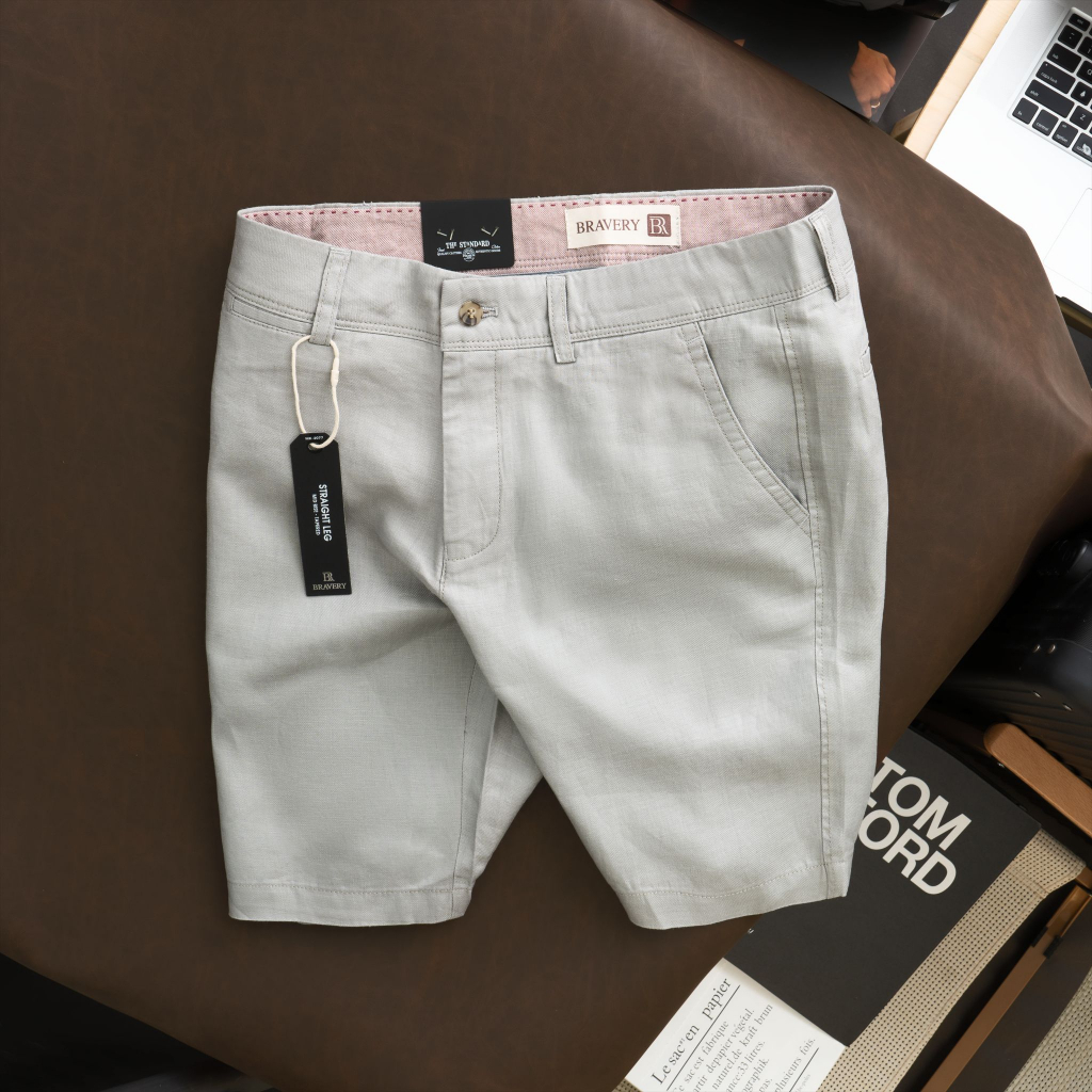 Quần short nam, Quần short linen vải mềm mịn thoáng mát, form regular fit - Bravery
