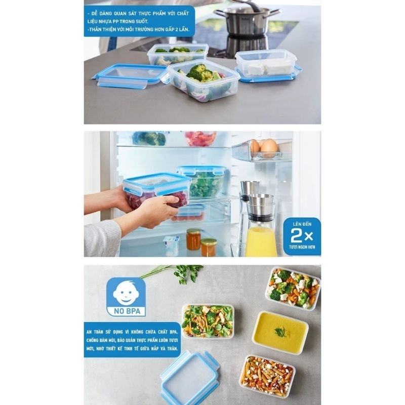 Hộp nhựa vuông Tefal 850ml