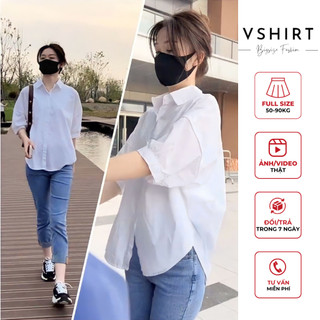 Áo sơ mi vạt đuôi tôm bigsize VSHIRT chất tằm lạnh ít nhăn