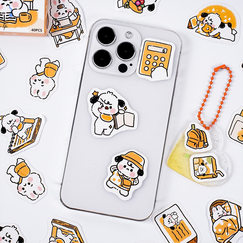 Hộp 40 hình dán hoạ tiết hoạt hình Simple Puppy