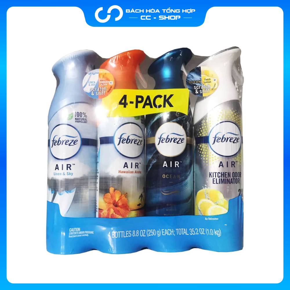 Set 4 Xịt phòng khử mùi Febreze Air Refresher Spray