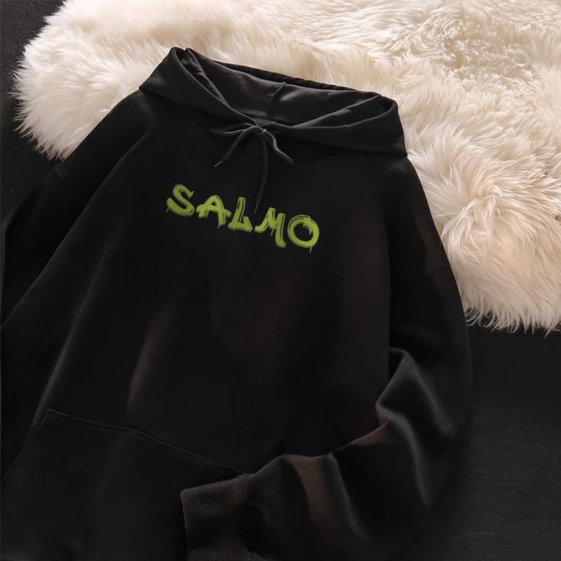 Áo nỉ cotton Đen local brand có mũ thời trang nữ Salute Hoodie Hàn Quốc cho ngầu in quái vật