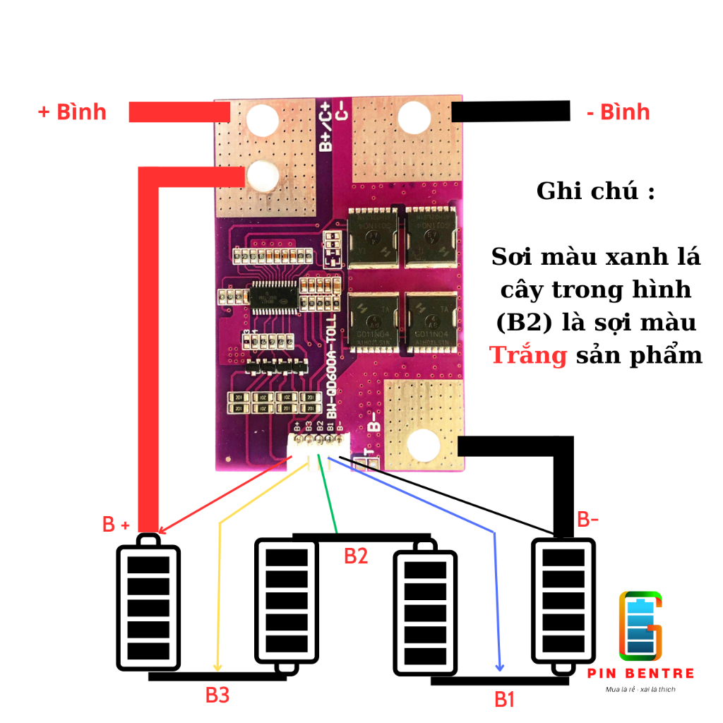 Mạch 4s 600A cho Pin sắt Phosphate chuyên đề Xe Máy