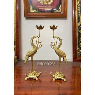 Cặp Hạc thờ bằng đồng vàng đẹp - Hạc thờ cúng