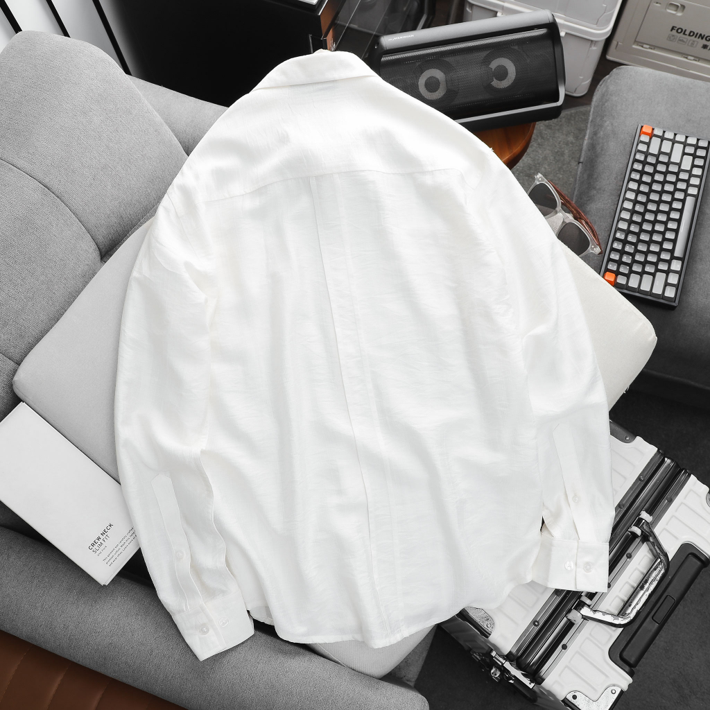 Áo Sơ Mi Nam Parallel White Onpock, Chất Vải Linen Xược Thoải Mái, SM0071, SOMEHOW