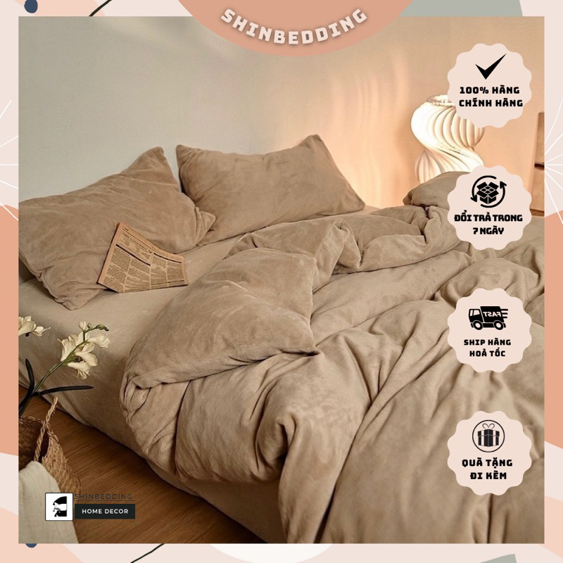 Set Bộ Vỏ Nỉ Nhung Sữa Mềm Mịn Cho Mùa Đông Ấm Áp _ shinbedding