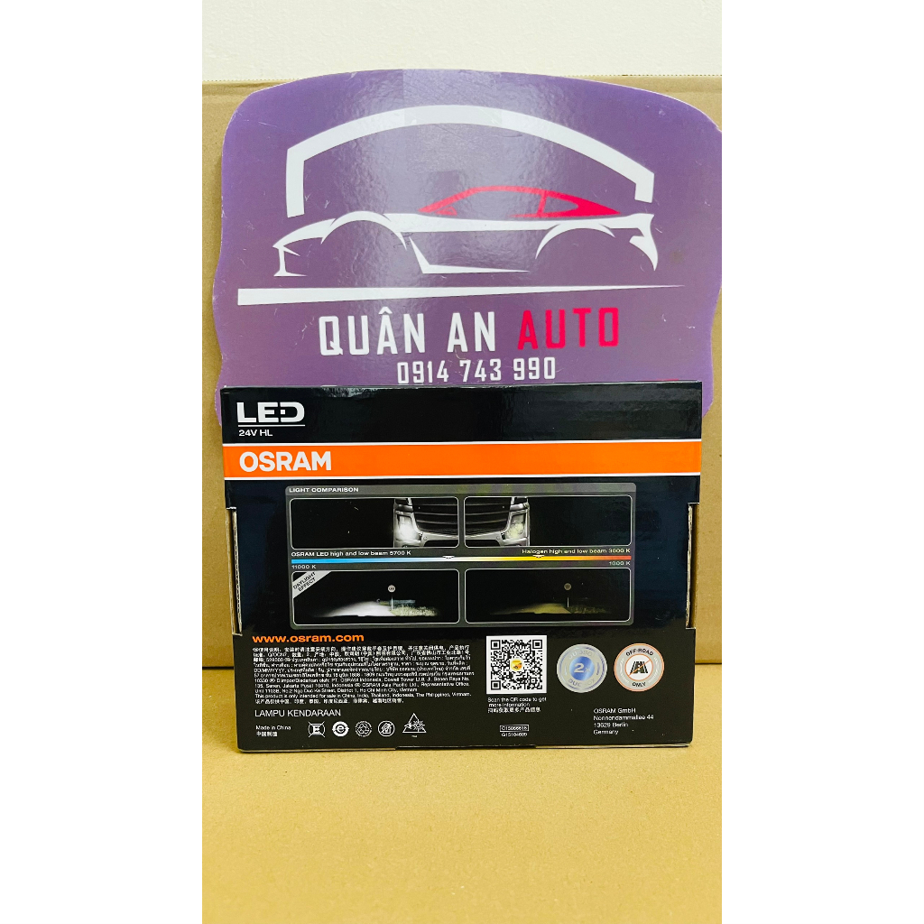 OSRAM Đèn pha LED cổ điển HL H4, H7 24V P43t Đèn pha xe tải 28W 5700K Siêu sáng Đèn sương mù màu trắng mát