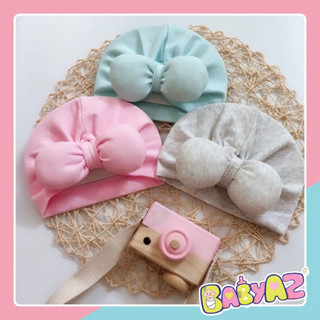 Mũ turban cho bé gái, nón tuban cục bông trùm đầu che thóp cho bé sơ sinh chất cotton mềm kiểu dáng dễ thương