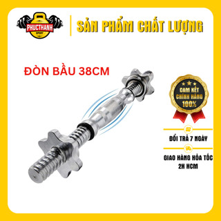 Đòn tập tạ tay bầu 38cm xi mạ inox Reefit (1 cái) (TẶNG 1 BAO TAY CUỐN)