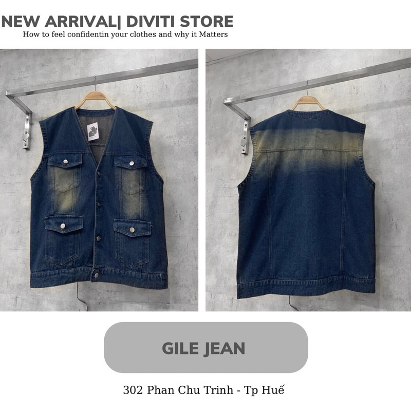 Áo gile jeans unisex cho nam cà nữ