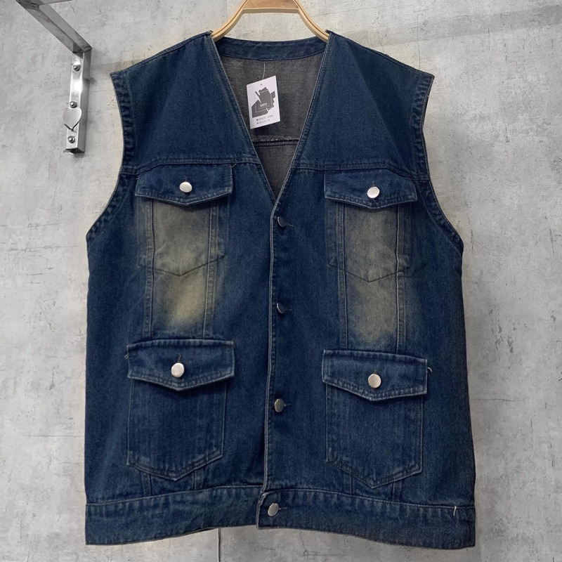 Áo gile jeans unisex cho nam cà nữ