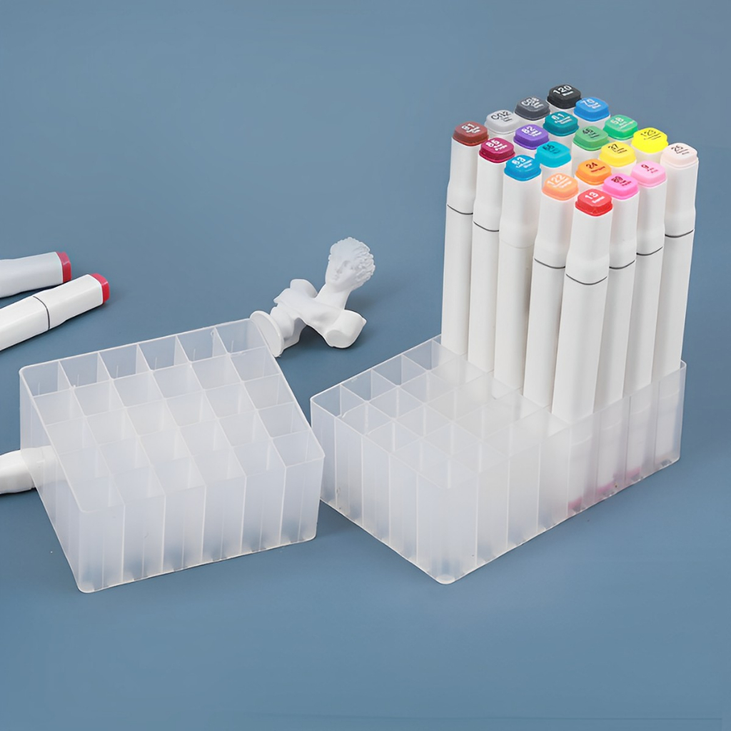Đế Cắm Bút Marker 24/36/60/80, Khay Cắm Bút Trong Suốt - Phụ Kiện Văn Phòng Phẩm