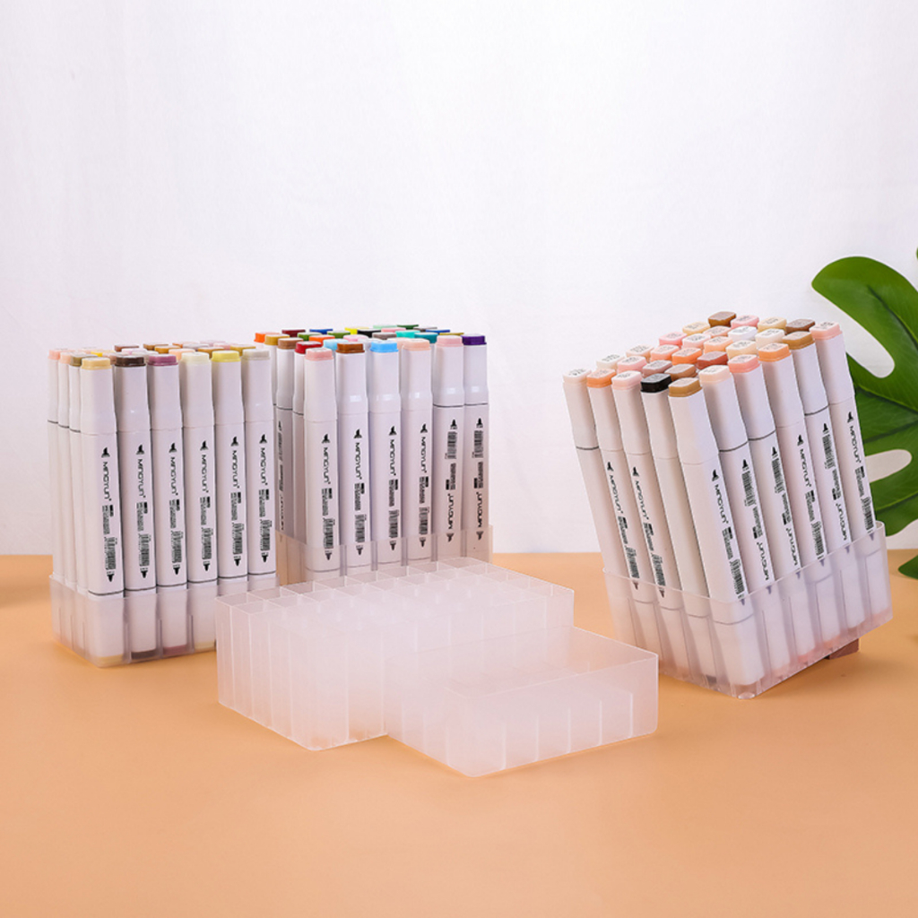 Đế Cắm Bút Marker 24/36/60/80, Khay Cắm Bút Trong Suốt - Phụ Kiện Văn Phòng Phẩm