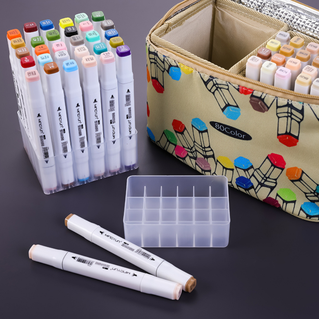 Đế Cắm Bút Marker 24/36/60/80, Khay Cắm Bút Trong Suốt - Phụ Kiện Văn Phòng Phẩm