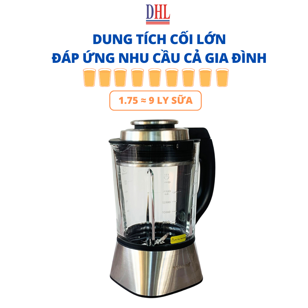 Máy làm sữa hạt, nấu cháo Mitomo MSH-539V1, Công suất 1800W - Bảo hành 3 năm