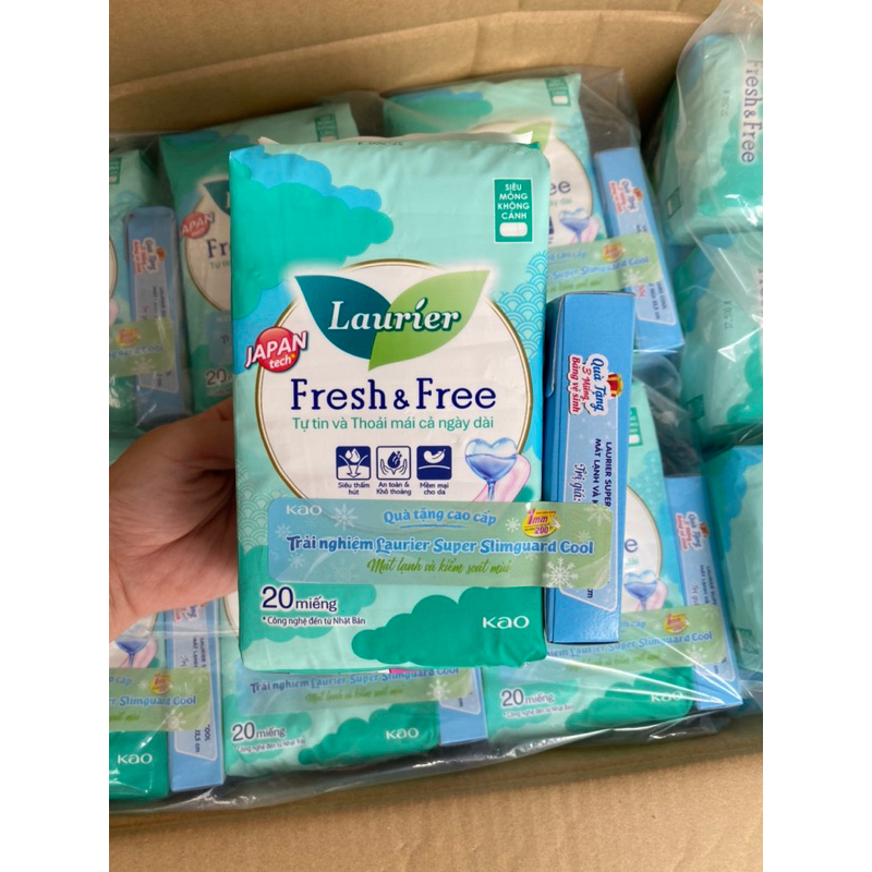 Băng vệ sinh Laurier Fresh&Free ban ngày siêu mỏng cánh 20 miếng