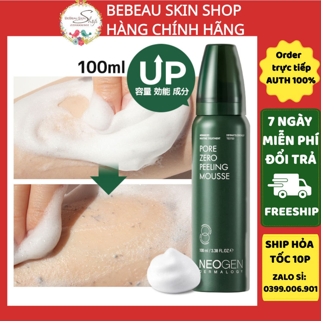 Tẩy Da Chết Dạng Bọt Min BHA, Làm Sạch, Se Khít Lỗ Chân Lông Neogen Pore Zero Peeling Mousse 100ml