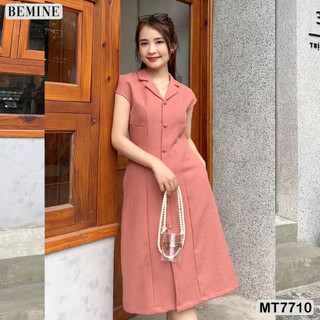Đầm công sở tay hến tùng xoè đính nút bemine mt7710