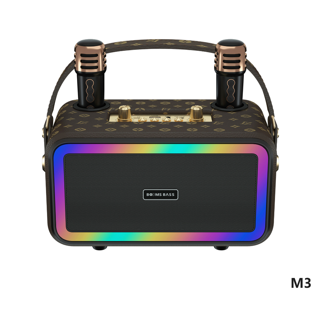 Loa Bluetooth Karaoke M3201 không dây công suất lớn kèm 2 mic không dây Led rgb nháy theo nhạc - TECHMALL.STORE