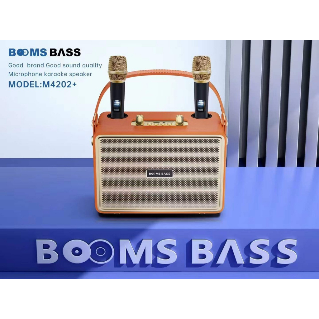 Loa bluetooth BoomBass M4202 kèm 2 micro không dây xách tay công xuất 20W, âm thanh trầm ấm, bass căng- TECHMALL.STORE