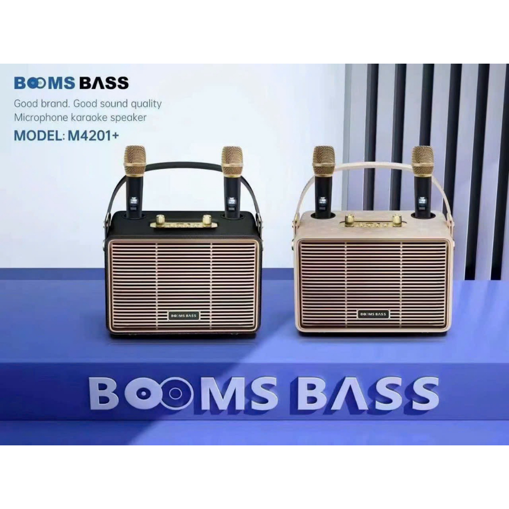 Loa bluetooth BoomBass M4202 kèm 2 micro không dây xách tay công xuất 20W, âm thanh trầm ấm, bass căng- TECHMALL.STORE
