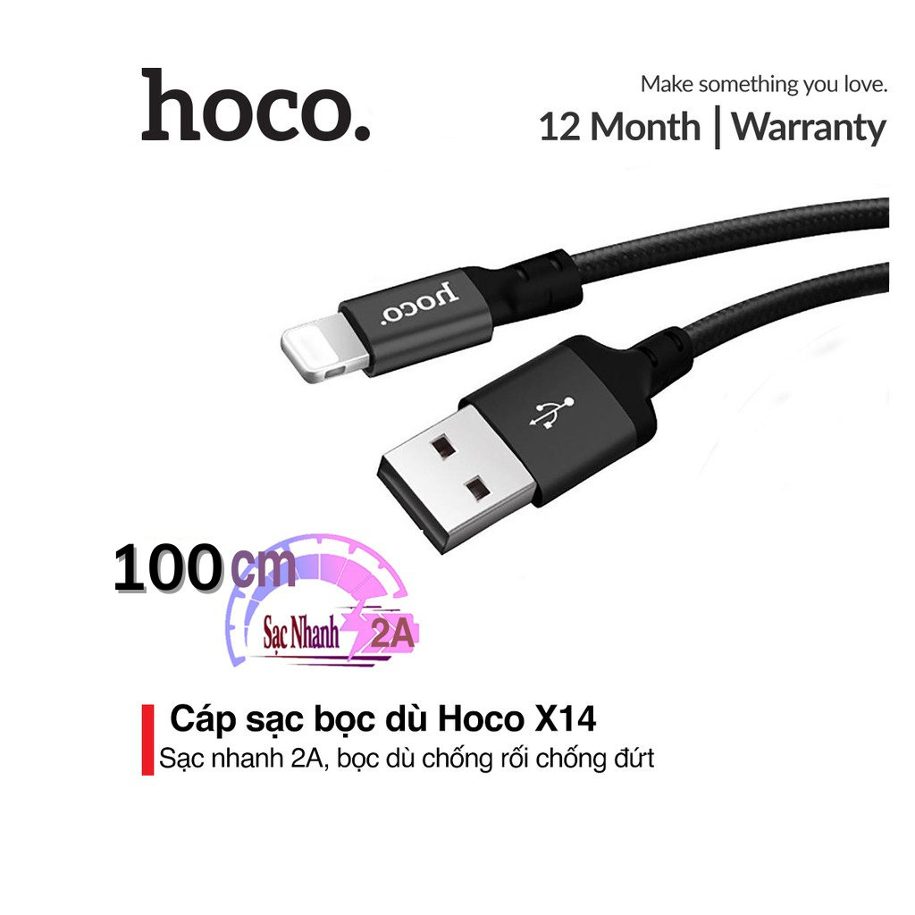 Cáp sạc Hoco X89 sạc nhanh dây dù bện dài 1M cho Smartphone đen Techhigh Mall
