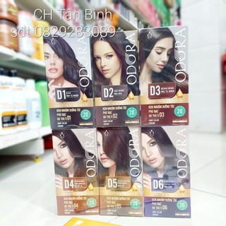Kem nhuộm odora 60ml × 2 dưỡng tóc phủ bạc hà thủ ô và keratin che phủ tóc bạc 100% nhuộm nhanh 20 phút