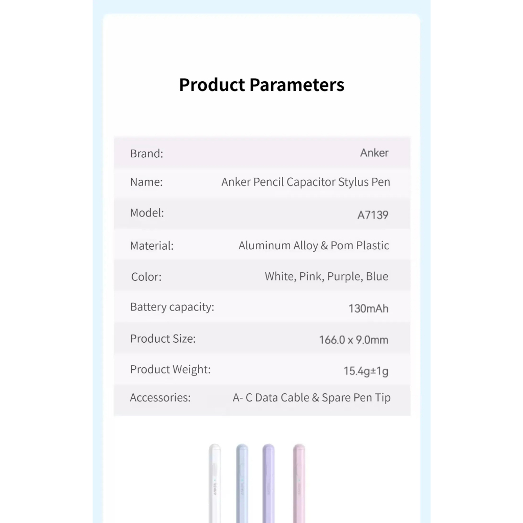 Anker Pencil A7139 cho iPad Pencil 2 chống chạm nhầm thanh đậm dành cho iPad mini,iPad,iPad Pro,iPad Air Series