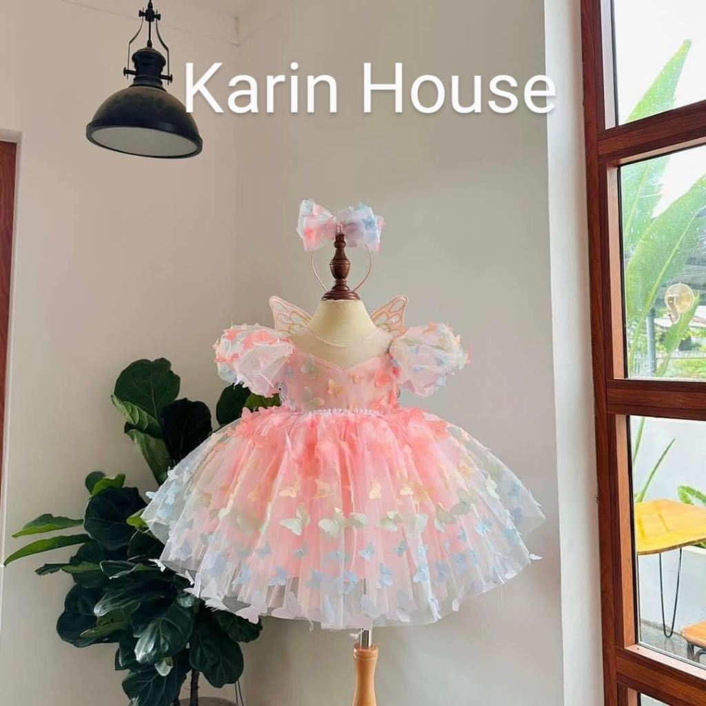 Váy bé gái - Váy 2D cầu vồng cánh bướm bồng xòe siêu xinh, cute cho bé 10 -25kg