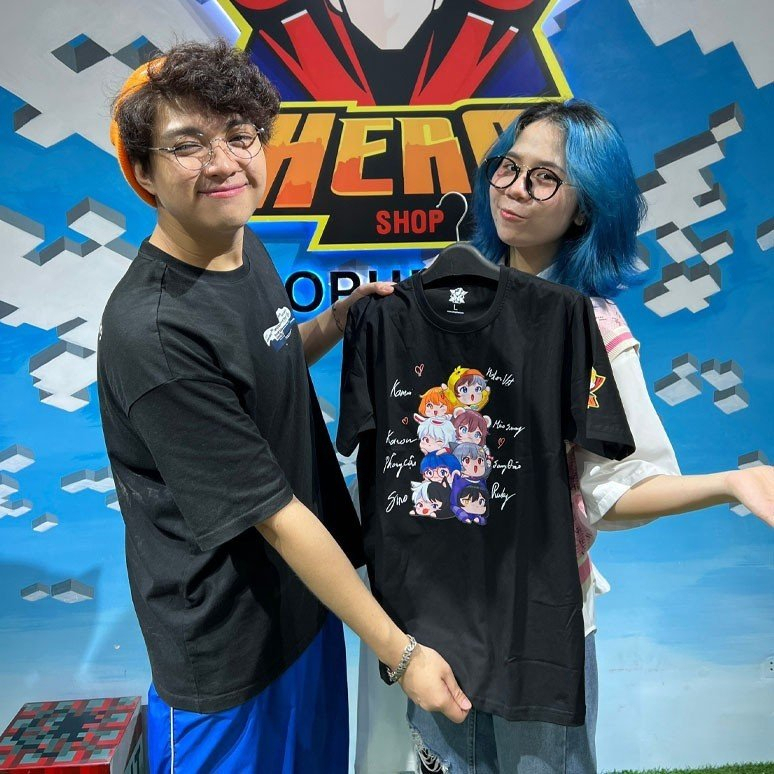 Áo Hero Team Kèm Chữ Ký Hero Team Màu Đen + Trắng Thoáng Mát, Thời Trang Hero Team Unisex,Có size trẻ em