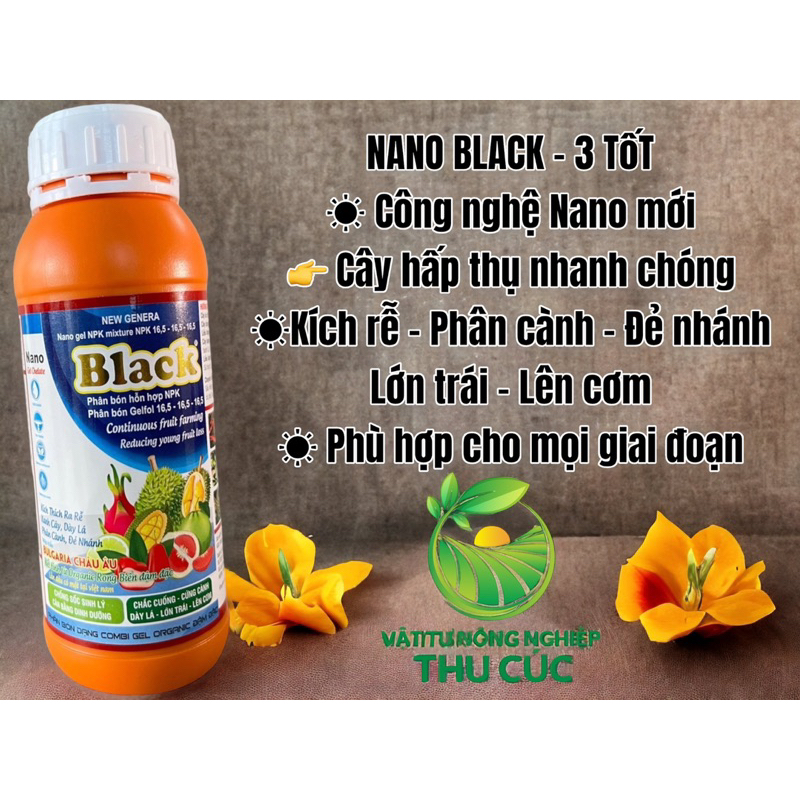 Nano Black, pha 400L, KÍCH THÍCH RA RỄ, XANH CÂY, DÀY LÁ, PHÂN CÀNH, ĐẺ NHÁNH, NUÔI HOA TO, TRÁi Khoẻ.