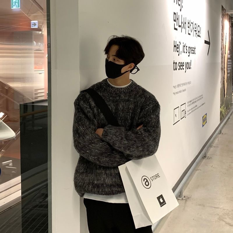 Áo Len Lông Trơn Bo Tay Hàn Quốc Dáng Rộng