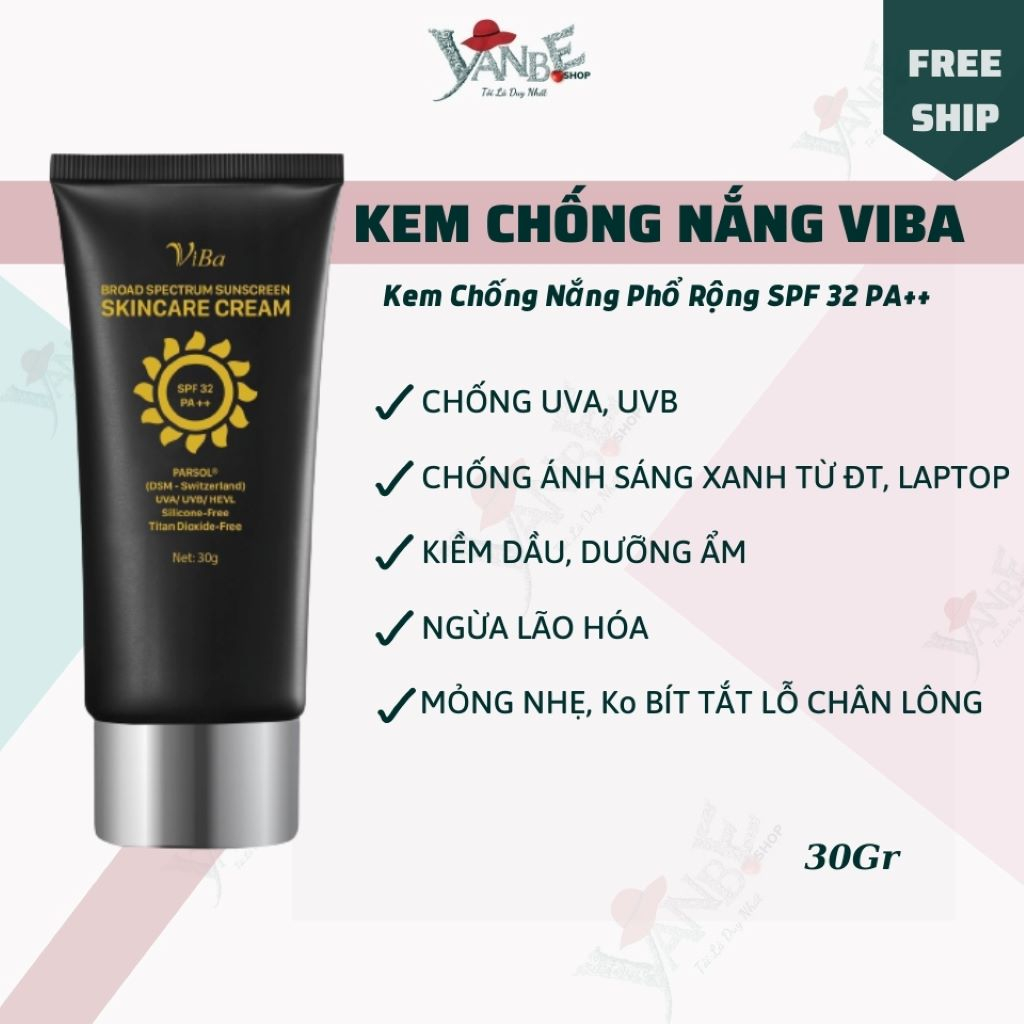 Kem chống nắng phổ Rộng VIBA dưỡng da nâng tông kiềm dầu SPF 32 PA++ - yanbe_shop