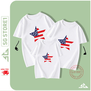 Áo thun đồng phục gia đình mẫu Ngôi Sao màu trắng thun cotton mềm mịn dày dặn GD339T | SGSTORE1