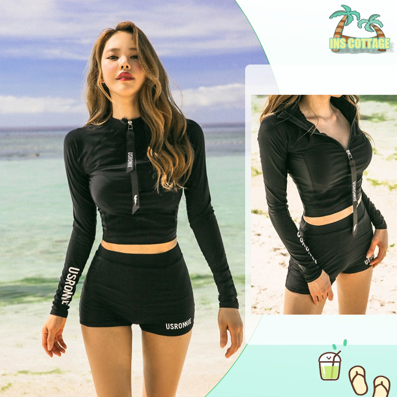 【INS】đồ bơi nữ áo bơi dài tay nữ bikini hai mảnh bikini đi biển đồ bơi nữ tay dài quần đùi dài đồ bơi 2 mảnh áo tắm nữ