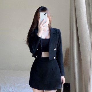 Set váy đen tay dài 3 món (kèm hình thật)