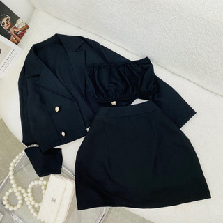 Set váy đen tay dài 3 món (kèm hình thật)