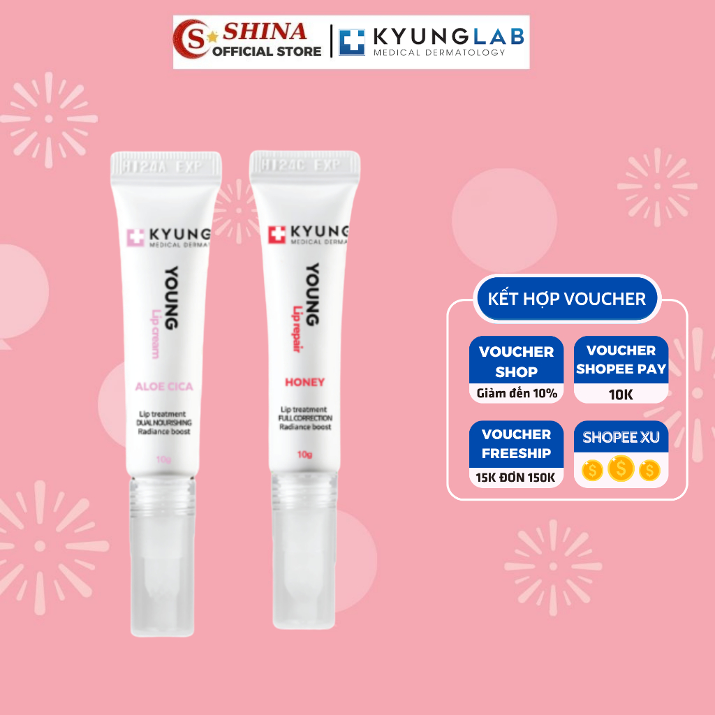 Son dưỡng cấp ẩm và son treatment Kyunglab,  Young Lip Cream & Young Lip Repair giúp cấp ẩm, làm dịu và ngăn hư tổn môi