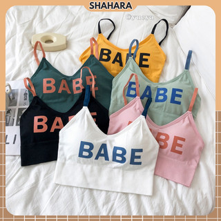 Áo bra nữ croptop tập gym kèm lót ngực in chữ babe 605