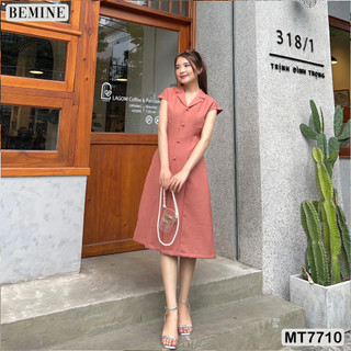 Đầm công sở tay hến tùng xoè đính nút bemine mt7710